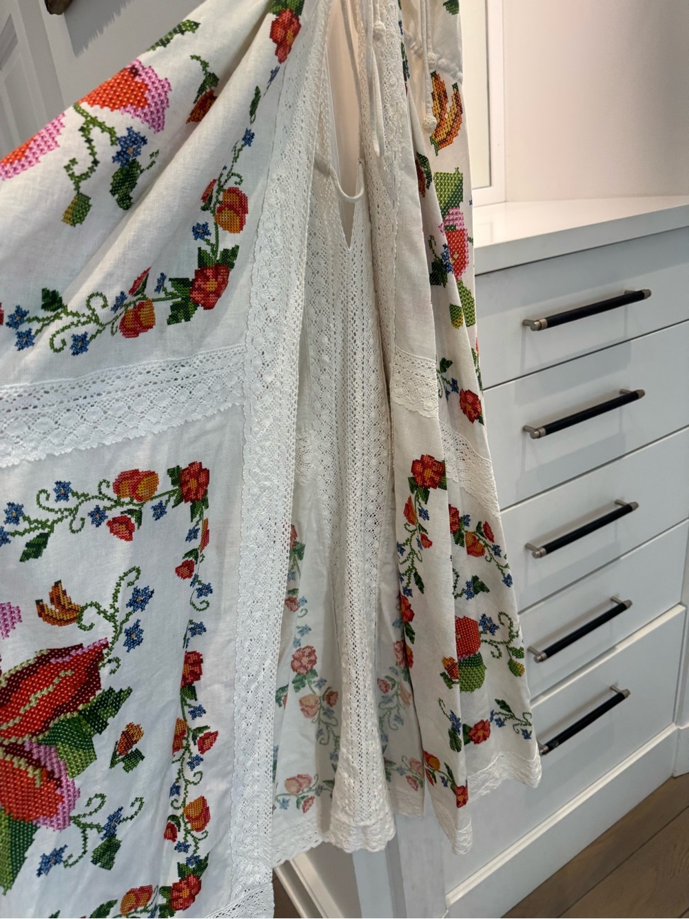 White Embroidered Floral Halter cover up - Picture 9 of 14